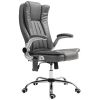 HOMCOM Massage Desk Chair, Vibrating Heated Computer Chair with Swivel Wheels, High Back & Flip-up Armrest, Gray