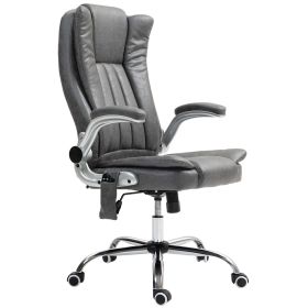 HOMCOM Massage Desk Chair, Vibrating Heated Computer Chair with Swivel Wheels, High Back & Flip-up Armrest, Gray
