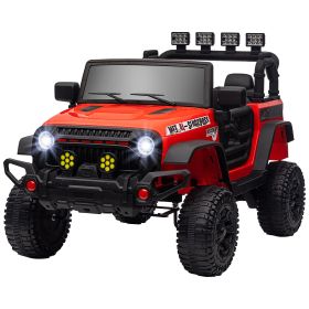 Qaba 12V Battery Powered Ride on Car, Ride on UTV w/ Bluetooth, Remote, 4 Suspension Wheels, Music Horn Lights, Red