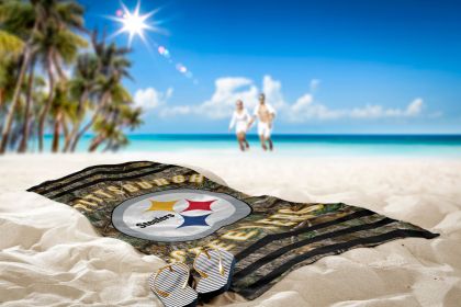 Steelers OFFICIAL NFL Realtree "Stripes" Beach Towel; 30" x 60"