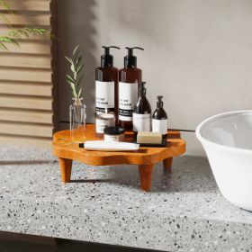 16" Teak Wood Pedestal Stand for Aroma and Snacks