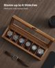 Watch Box, 6-Slot Watch Case, Solid Wood Watch Box Organizer with Glass Lid, Watch Display Case with Removable Pillows