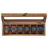 Watch Box, 6-Slot Watch Case, Solid Wood Watch Box Organizer with Glass Lid, Watch Display Case with Removable Pillows