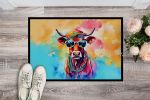 NEW Hippie Animal Cow Doormat Front Door Mat Indoor Outdoor Rugs for Entryway, Non Slip Washable Low Pile, 18H X 27W