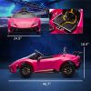 Qaba 12V Lamborghini Huracan Licensed Kids Electric Car with Parent Remote Control, Spring Suspension, Training Wheel, Pink