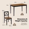 Eco-Friendly Solid Wood Dining Set - Sustainable Home & Restaurant Furniture with Black Metal Accents, Light Brown