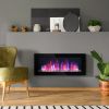 HOMCOM 41.3" 1500W Electric Wall-Mounted Fireplace with Flame Effect, 7 Color Background Light, Black