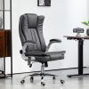 HOMCOM Massage Desk Chair, Vibrating Heated Computer Chair with Swivel Wheels, High Back & Flip-up Armrest, Gray