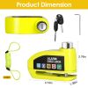 Motorcycle Disc Lock Alarm Anti-theft Brake Disc Lock Wheel Alarm Security Lock with 110dB Alarm 2 Keys 3.94FT Reminder Cable for Motorbike Bike Scoot