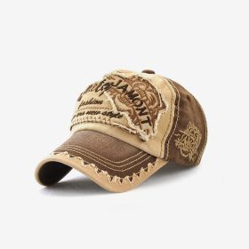 Embroidered Men's Outdoor Leisure Tiger Head Sun Hat (Color: coffee)