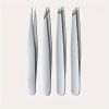 4Piece Stainless Steel Tweezer Set for Facial Hair Removal and Splinter Removal travel kit