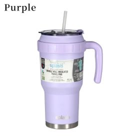 Steel Insulated Mugs i Break Reusable For Hot And Cold Drinks,Ldeal For Water,lced Tea,Coffee,Car Mugs Tumblers With Handle And Straw (58234: 58234-purple)